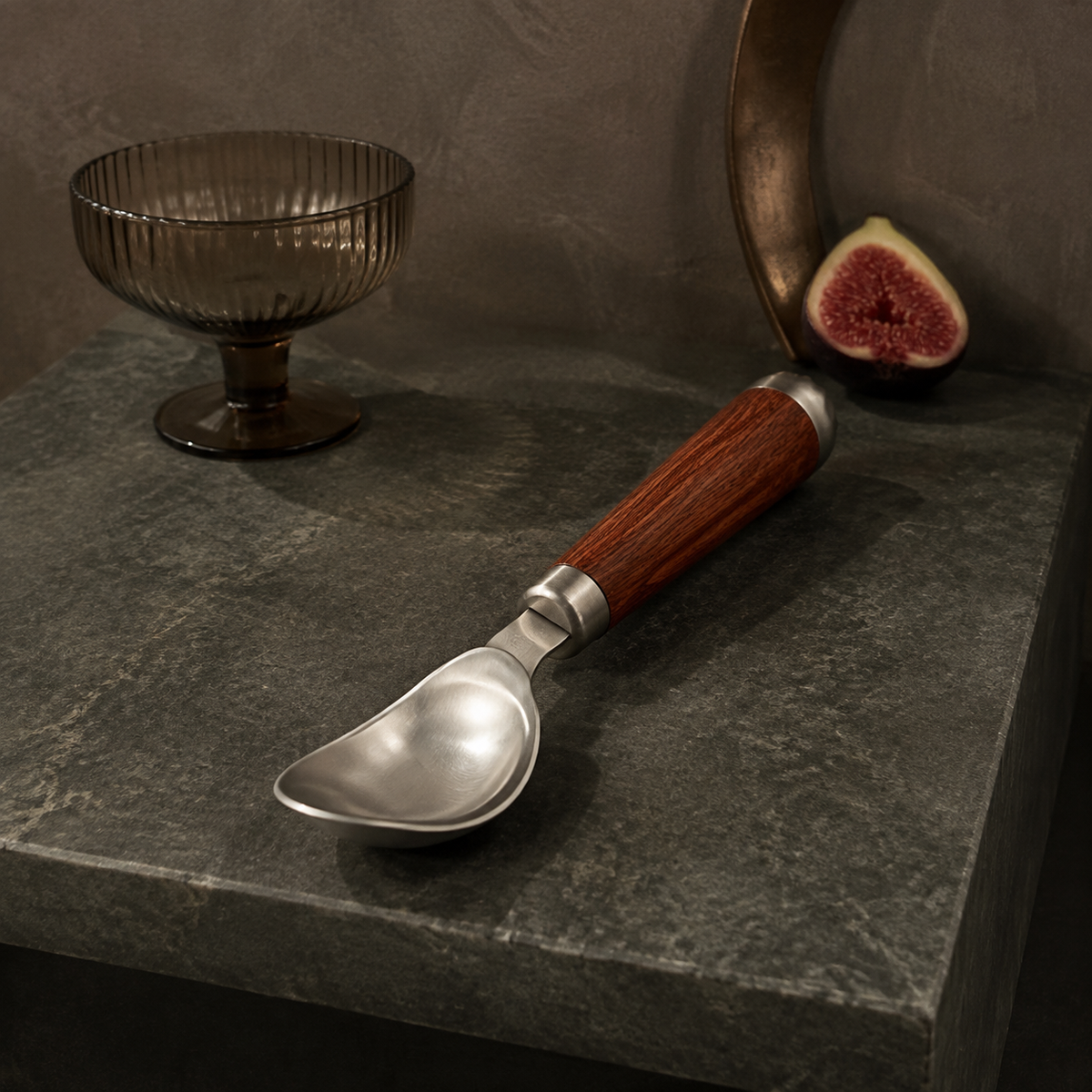 Rosewood & Stainless Steel Ice Cream Scoop