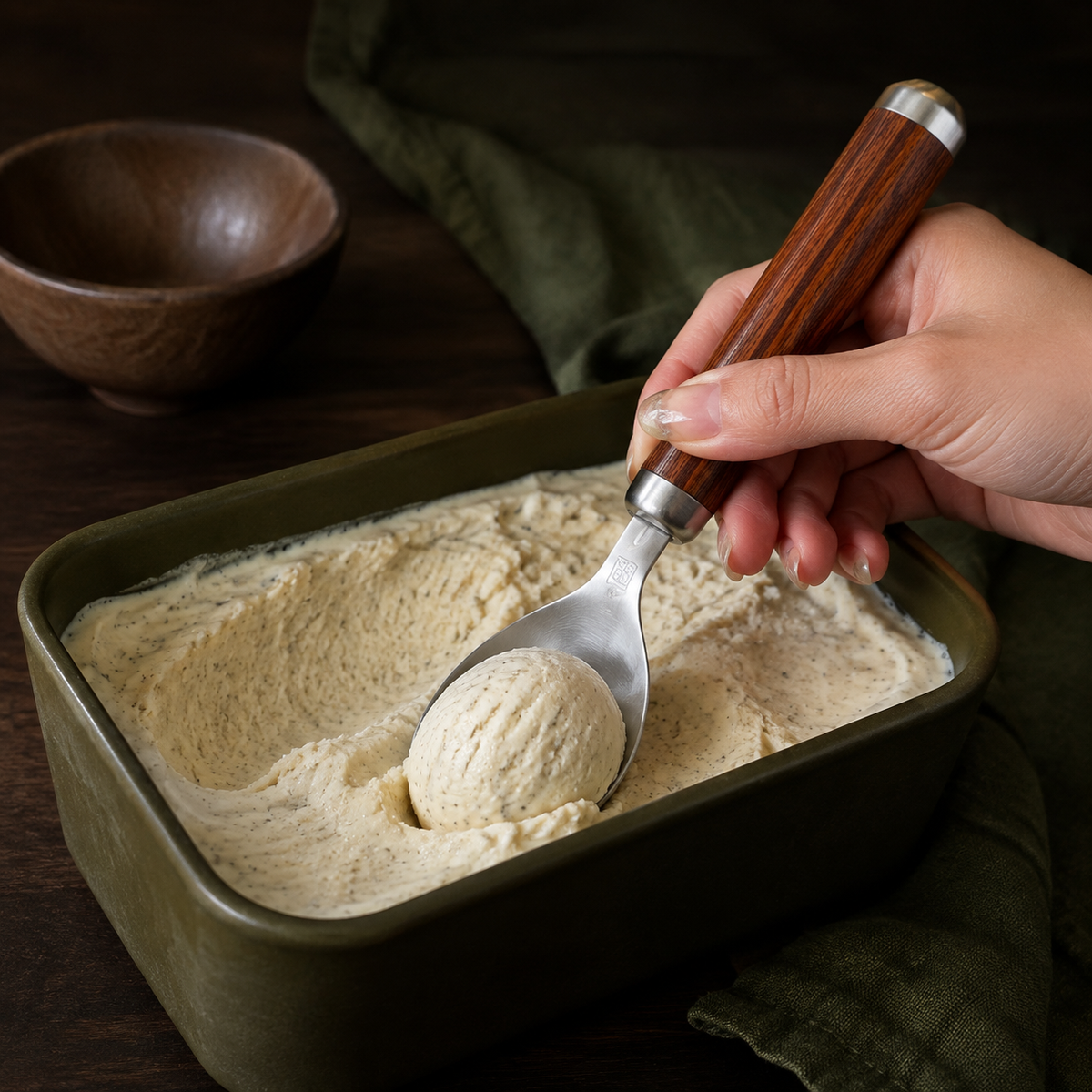 Rosewood & Stainless Steel Ice Cream Scoop